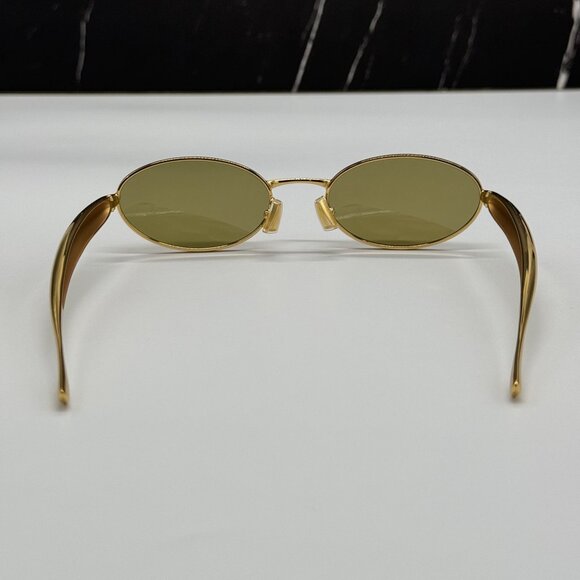 NEW BOTTEGA VENETA SUNGLASSES GOLD WOMEN OVAL EYEWEAR BOTTEGA VENETA BV1386S 006 main image 2